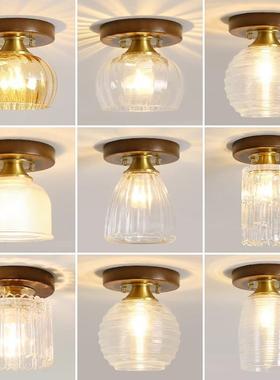 北欧实木个性过道灯现代led走廊玄关灯入户衣帽间阳台玻璃吸顶灯