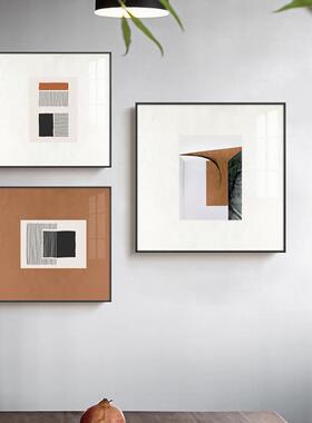 纵横现代简约抽象线条客厅装饰画北欧艺术橙色壁画餐厅饭店挂画