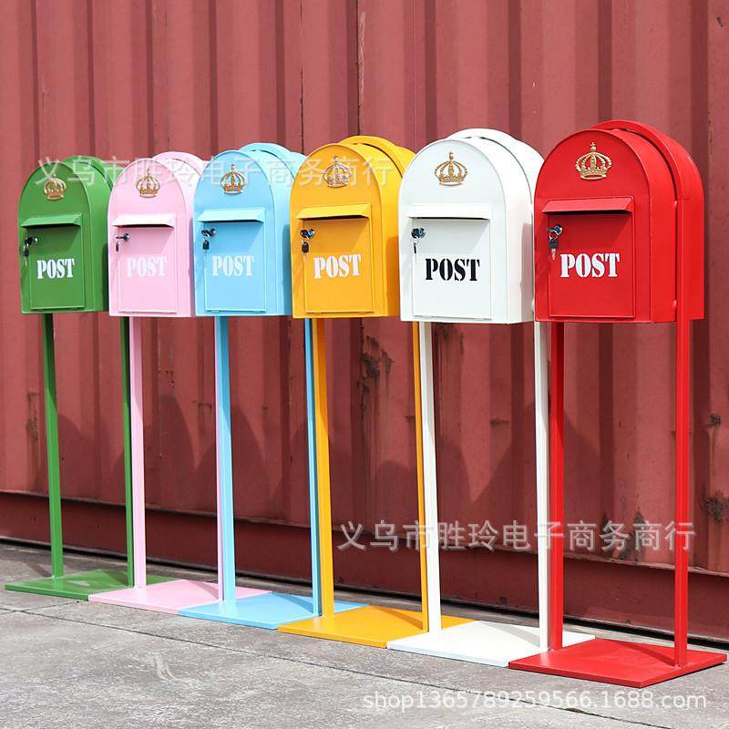 欧式复古铁艺信报箱立式邮箱意见箱网红店铺活动开业道具圣诞信箱,清洗/食品/商业设备,风口/风叶/风机配件,淘宝优惠券,粉丝福利购,淘宝优惠卷