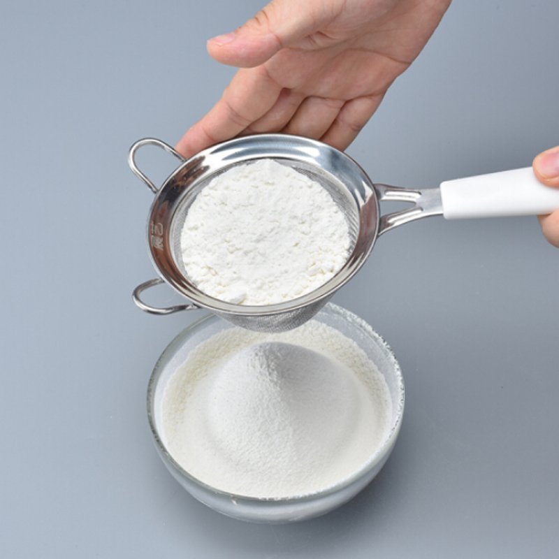 展艺面粉筛白手柄不锈钢家用超细筛网烘焙手持糖粉过滤网工具