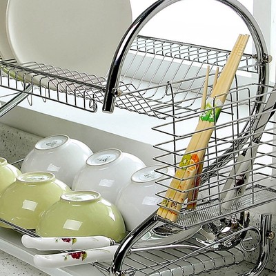 碗架双层沥水厨房置物架收纳晾放碗盘用品餐具置物S形双层碗碟架