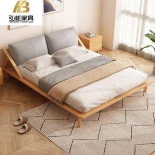 云朵实木床1.8米双人简约白蜡木日式 原木榻榻米1.5米主卧奶油风床