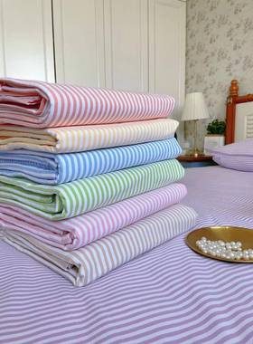 61K3精梳棉老粗布床单加厚加密加大炕单全棉纯棉绿色织格子被罩单