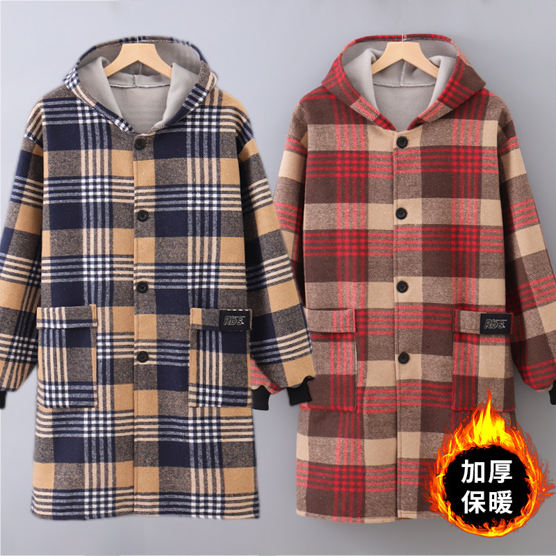 冬季加厚保暖长袖正穿连帽罩衣上班女围裙厨房家用大褂加绒工作服