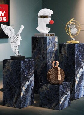 岩板立柱子大理石艺术底座展示摆台入户玄关增高落地式Y客厅花架