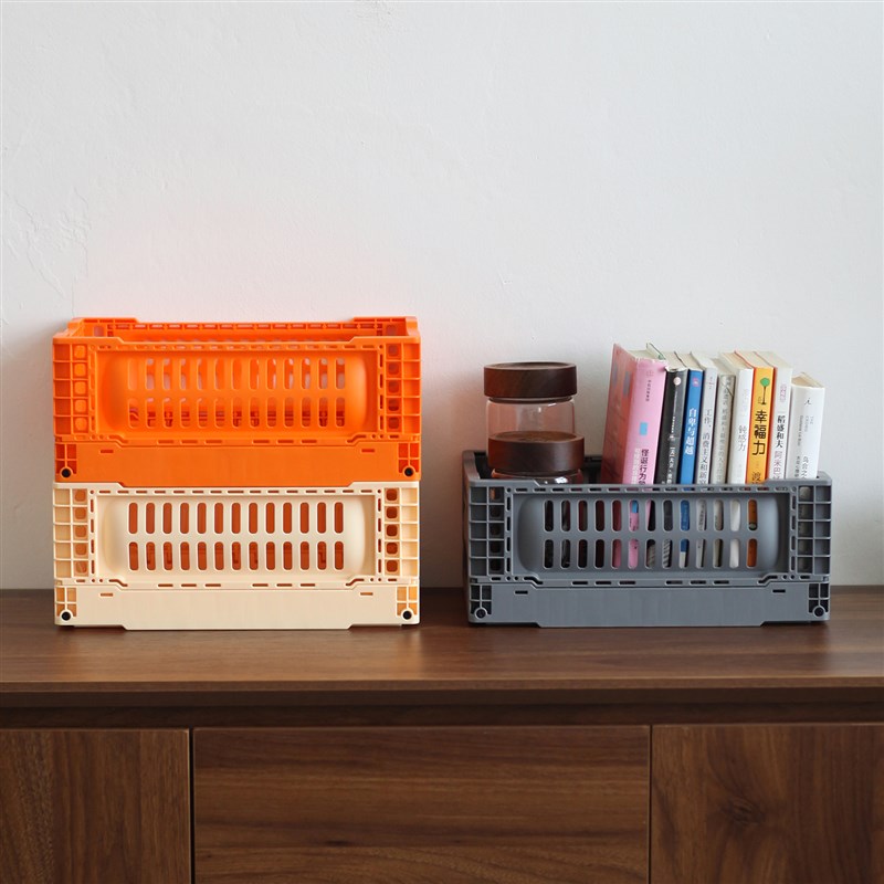 加厚折叠收纳篮叠放塑料收纳筐户外杂物储物N篮厨房浴室桌面置物