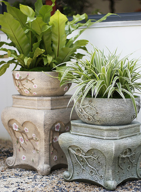 创意庭院装饰花园石墩摆s件中式户外院子个性造景仿人造石水泥花