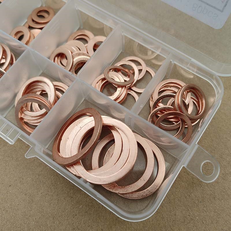 80pcs紫铜垫片船m用表用密封圈垫片铜圆形螺丝加大平垫圈O型M5-M2