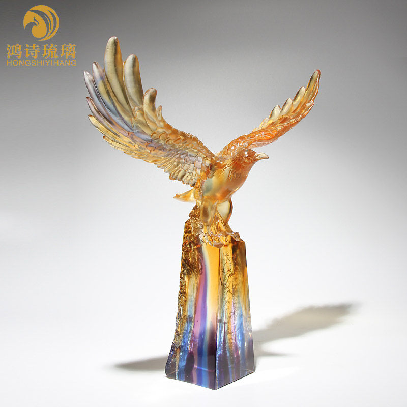 琉璃大展宏图老鹰公司开业礼品A摆件办公室桌家居饰品摆设创意