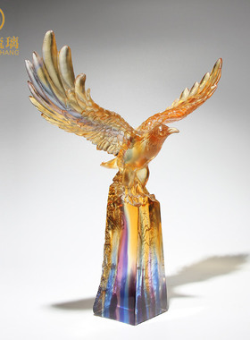 琉璃大展宏图老鹰公司开业礼品A摆件办公室桌家居饰品摆设创意