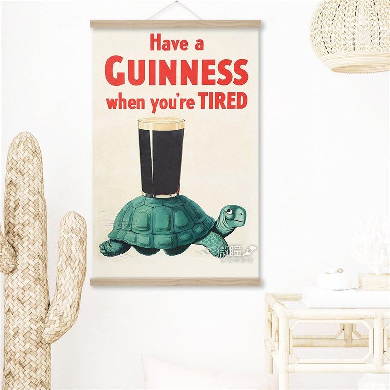 吉尼斯黑啤e酒装饰画复古beer油画布啤酒广告海报餐厅家庭酒吧挂