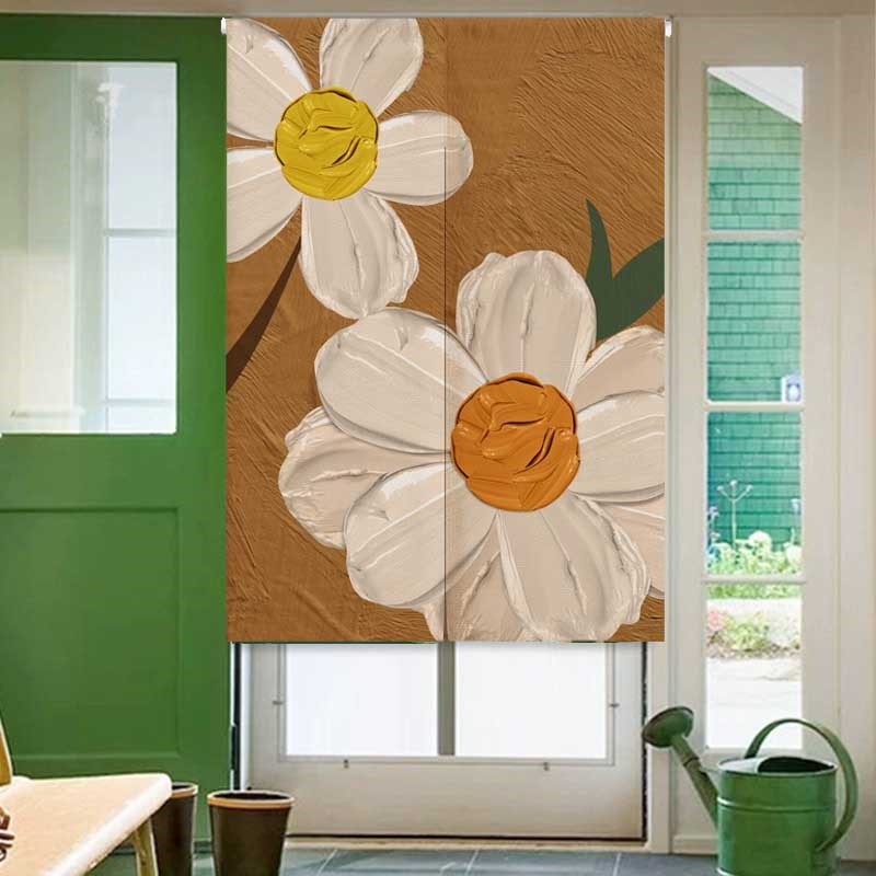 法式油画郁金香入户门玄关柜子客厅卧室家用N商用装饰隔断半帘门