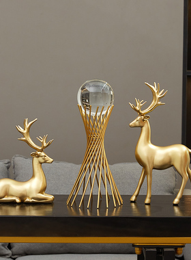 高档轻奢酒柜装饰品摆件小麋鹿客厅桌面玄关家居创意电视柜办公室