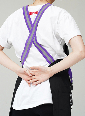 防水围裙女冬季20l21新款背带高级黑色个性时尚洋气工作服男奶茶