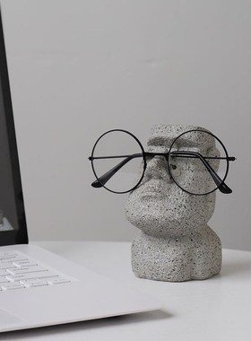 摩艾搞怪眼睛支架学生石像摆件办公室装饰展示架创意桌面收纳礼物