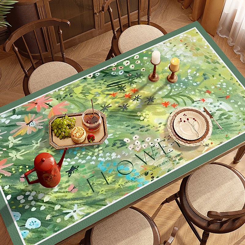 水彩油画桌垫桌布防水防油免洗餐桌隔热垫定N制圆形茶几垫布书桌