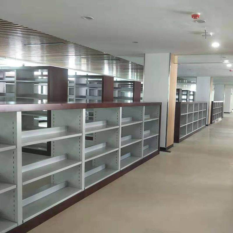 厂家图书架 学校学生阅览室书籍室钢木双面书柜 图书馆钢制书架