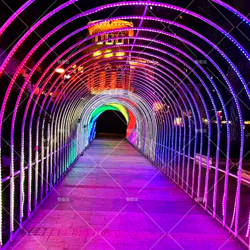 户外LED造型灯动感时光隧道拱门长廊景区灯光亮化美陈装饰灯光节