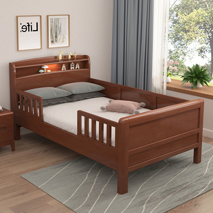 全实木老人床带护栏扶手老式高脚硬C板床1米1.2养老院老年人单人