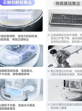 适配云鲸J4/J4Litte扫地机集尘盒过滤网加厚尘袋边刷拖布配件