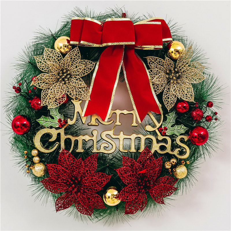 圣诞花环装饰品藤条藤圈商场橱窗场景J装扮门挂墙挂铃铛节日挂饰