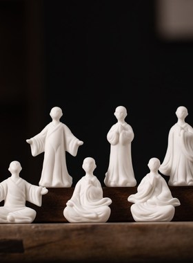 中式迷你无相h小僧微景观盆栽博古架摆设创意陶瓷茶宠摆件桌面装