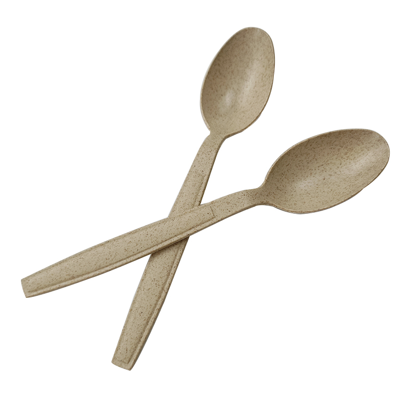 整箱购1000个环保可降解勺子小麦秸杆材质一次性水果沙拉意面叉子