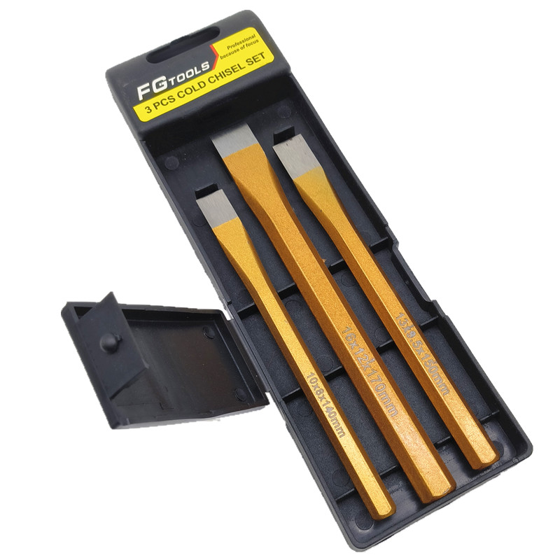 锋钢錾子 六件套凿冲錾铁质x金色3件凿铁凿钢錾钢凿子机修工具