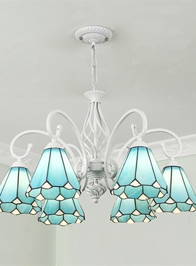 蒂凡尼吊灯地中海田园风格蓝色简约温馨客厅卧室书房餐厅儿童房灯
