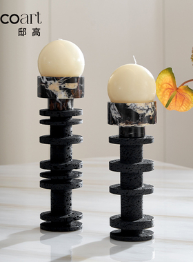 中古古格样板间餐厅餐桌复风感烛烛台摆件轻奢高级蜡软装装饰