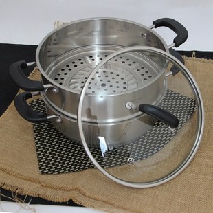 龙力304不锈钢海鲜桑拿火锅大B蒸锅加厚五层底多用涮火锅蒸鱼锅