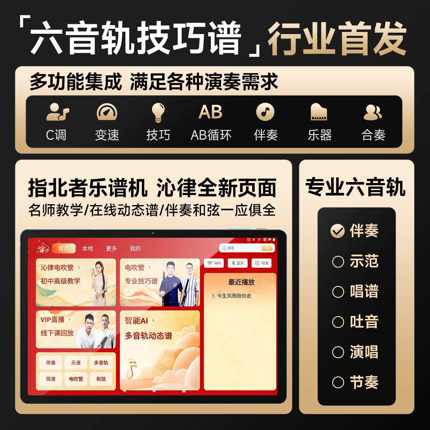 指北者读谱机智能T5护眼动态读谱器电吹管萨克斯音乐阅谱器古筝