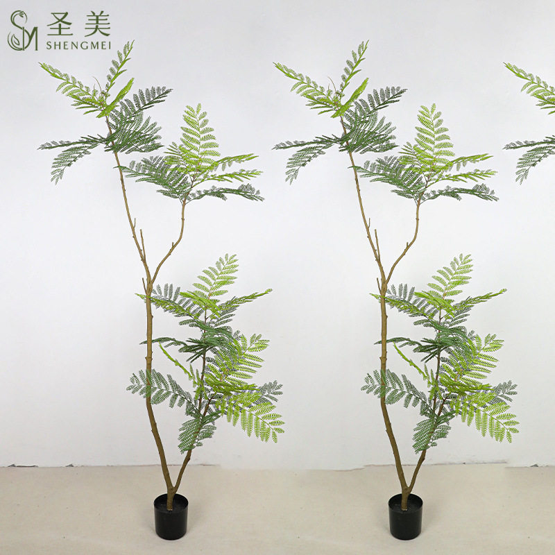 高端仿真绿植千层浪树蓝花楹室内客厅装饰大型热带仿生植物摆件