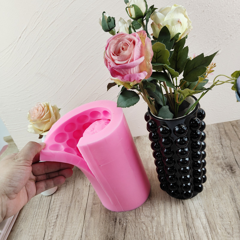 恒智 新款圆点花瓶硅胶模具 DIY石膏水泥工具 树脂家居摆件
