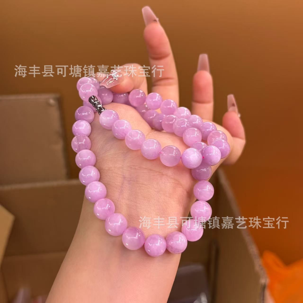 天然紫锂辉水晶皇后圆珠项链DIY配饰紫锂辉项链妈妈链水晶饰品