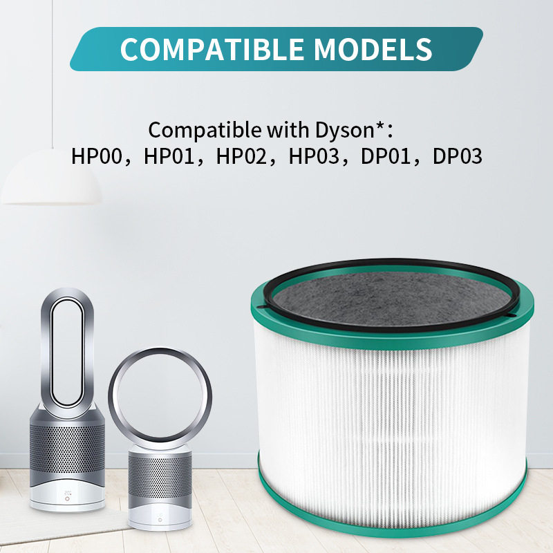 适配Dyson HP01 HP02 DP01 DP02空气净化器过滤器 3合1过滤两片装