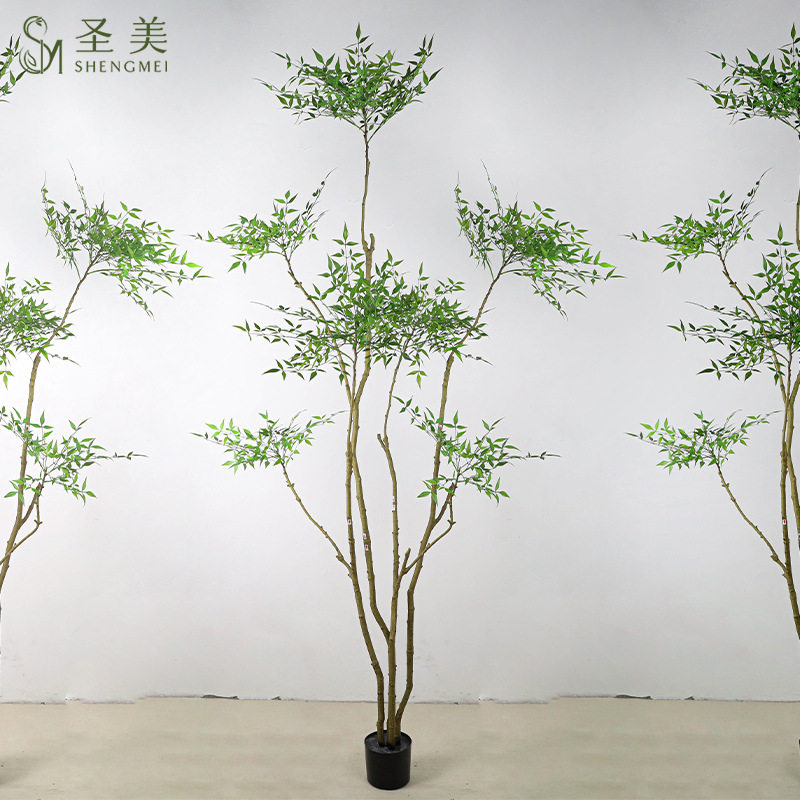 仿真杜鹃树南天竹家居装饰绿植摆件摄影新中式天葵室内场景布置