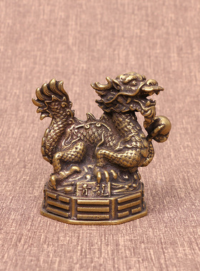 复古黄铜工艺品四大远古摆件青龙白虎朱雀玄武镇纸搁笔架礼品