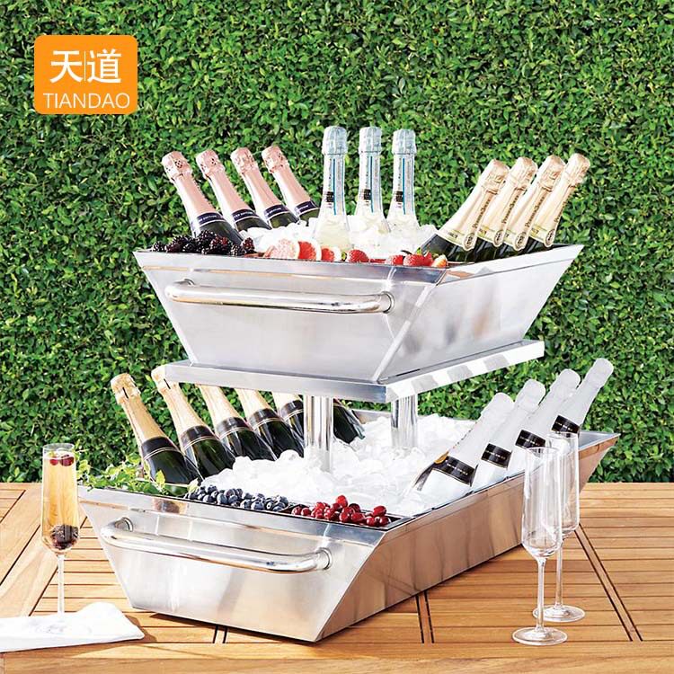 不锈钢酒具冰柜 啤酒香槟柜 酒水冰镇冰桶家庭户外婚礼派对冷饮柜