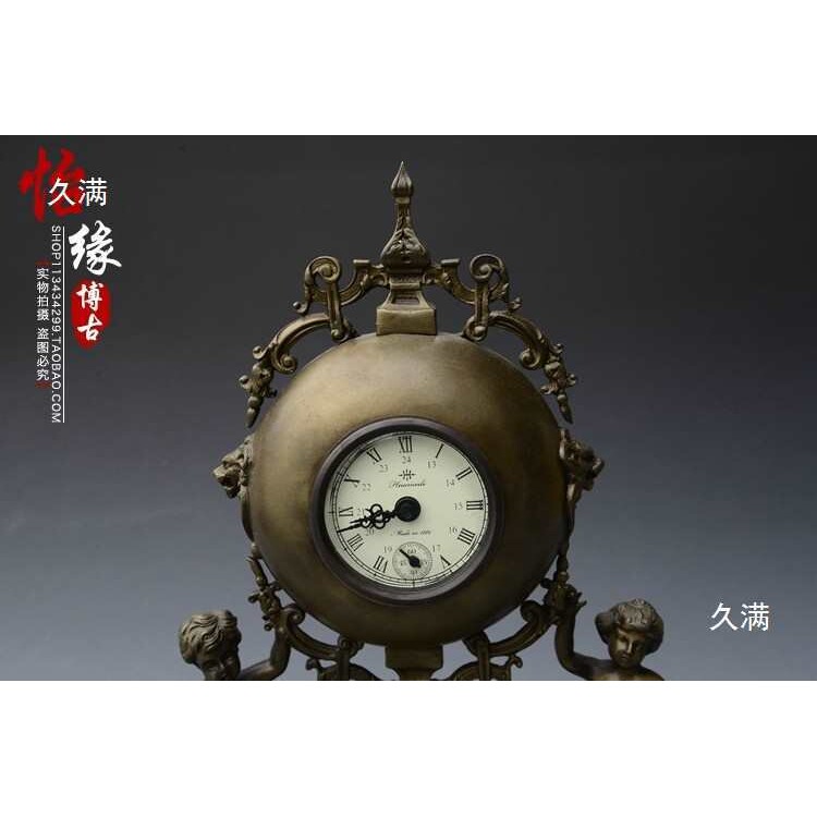 古玩古董杂项 回流黄小西洋钟 机械钟表欧侙复古摆件收藏