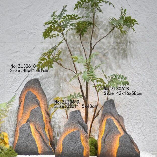室内仿真假山片石带灯楼梯橱窗景观摆件仿真落地玄关假石
