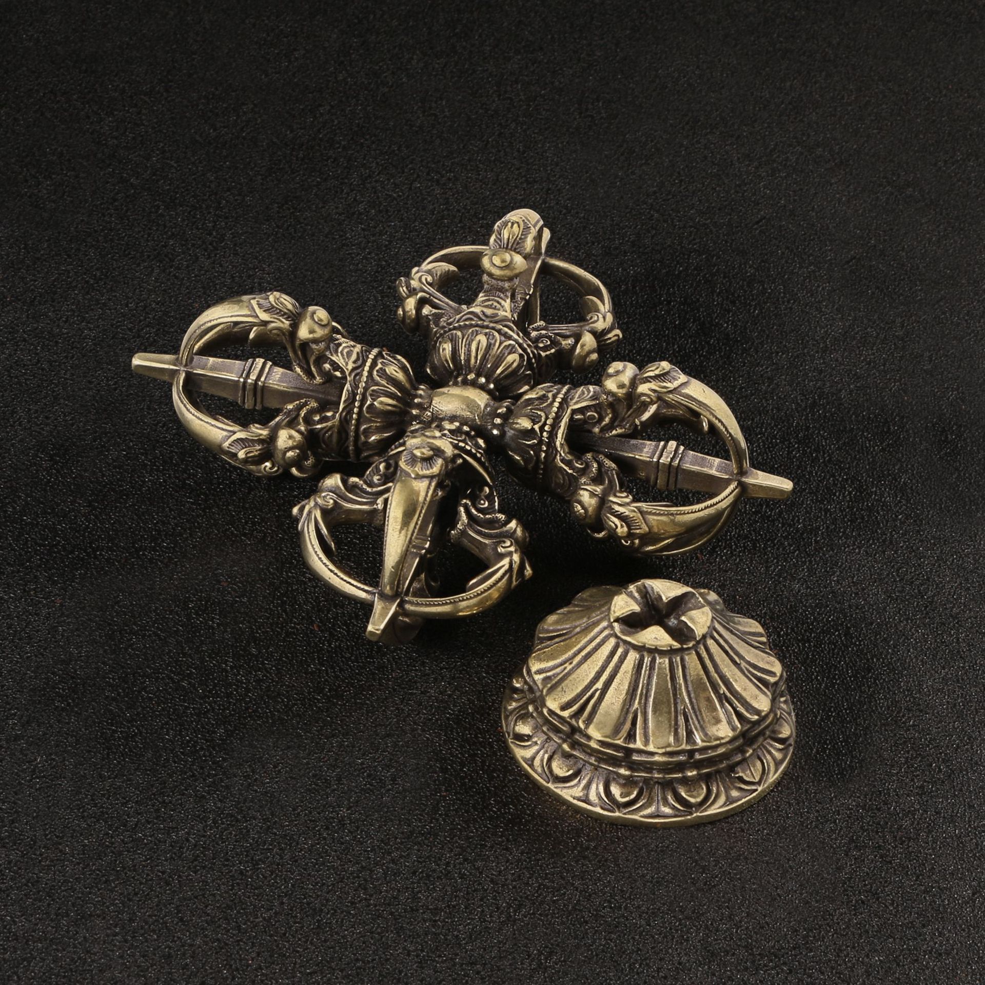 仿古玩古董密宗金刚降魔杵大底座黄铜大摆件香插座摆设工艺品收藏