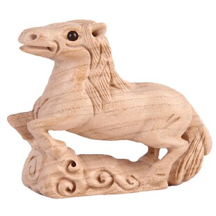 桃木马摆a件十二生肖马汽车摆件家居木雕桃木小马手工环保无漆