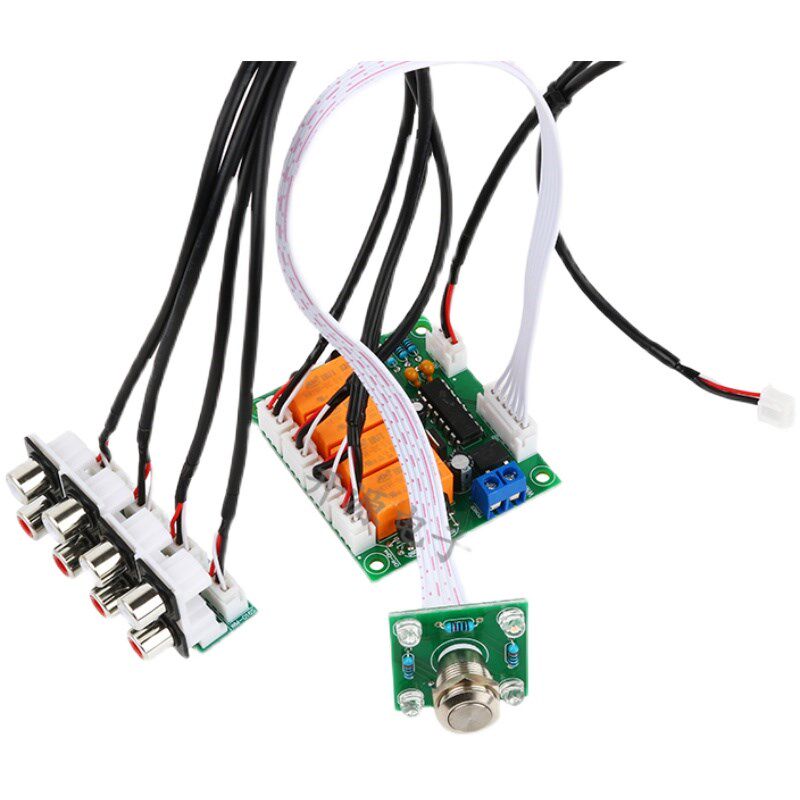 音频信号切换器板模块4路音源输入转1路输出控制器继电器交流直流