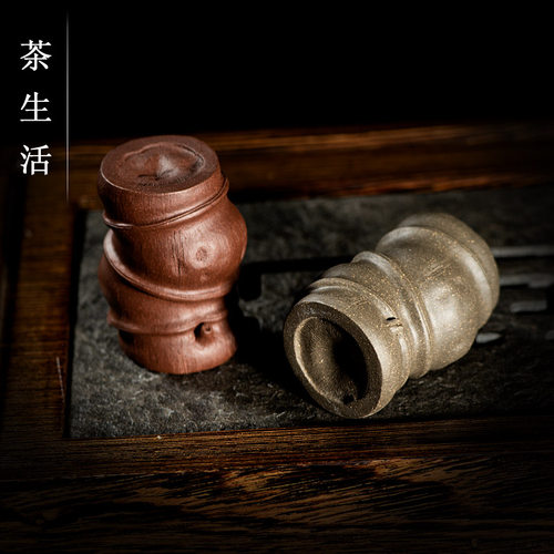 茶宠紫砂竹节盖置盖托仿真竹节紫砂壶托功夫茶道配件筷架搁架摆件