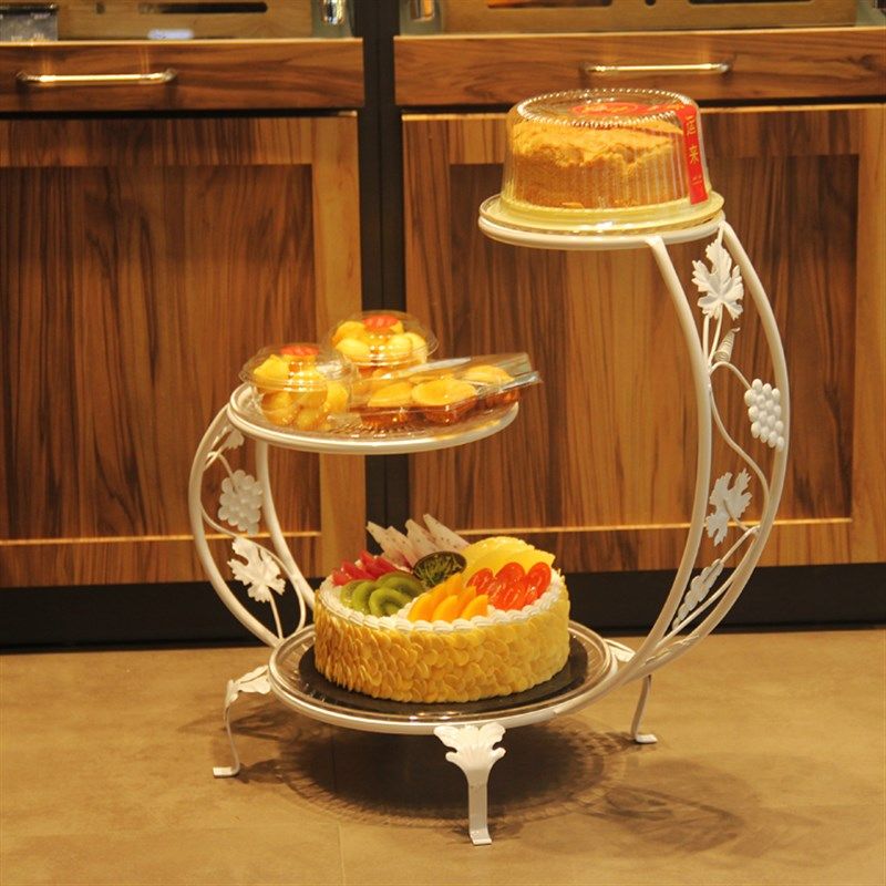 欧式三层铁艺蛋糕架子酒r吧KTV多层创意水果拼盘餐厅摆设点心托盘