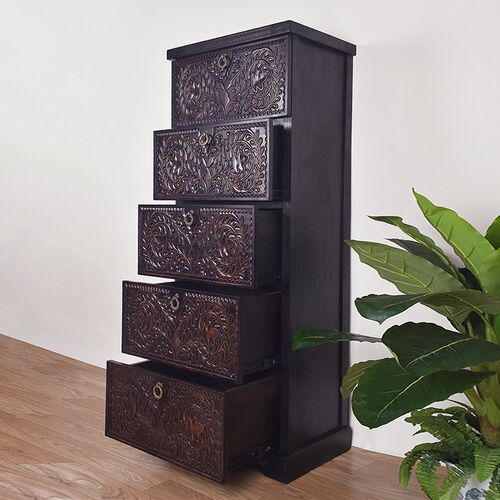 东南亚实木五斗柜卧室抽屉式储物收纳柜子简约新中式现代六七斗橱