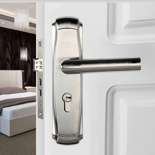 室内304不锈钢木门锁 卧室静音门锁通用型门把手房间实木门执手锁