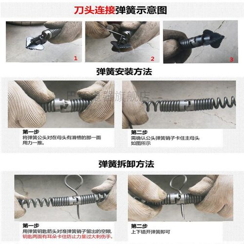 通下水道疏通机电钻管道疏通器过弯软簧弹簧地漏饭店家用16mm加密