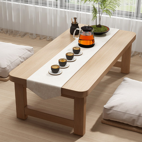 折叠桌家用小户型中式飘窗桌实木简易炕桌坐地矮桌榻Y榻米茶桌新